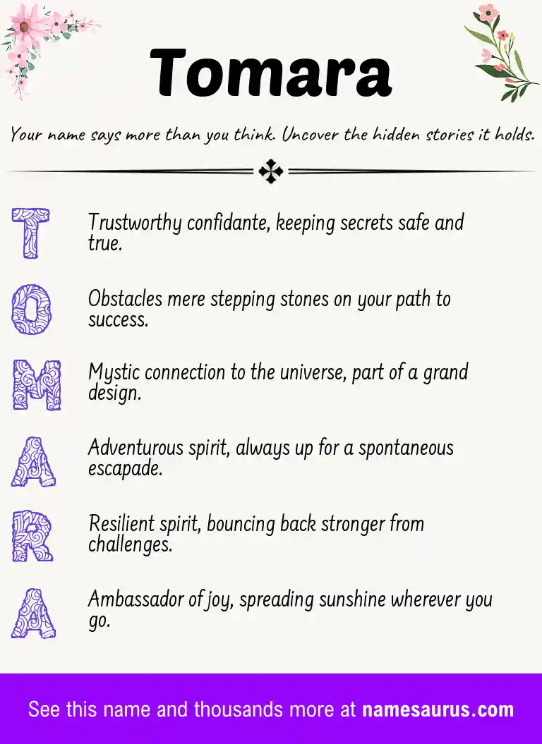 Acrostic poem about Tomara.