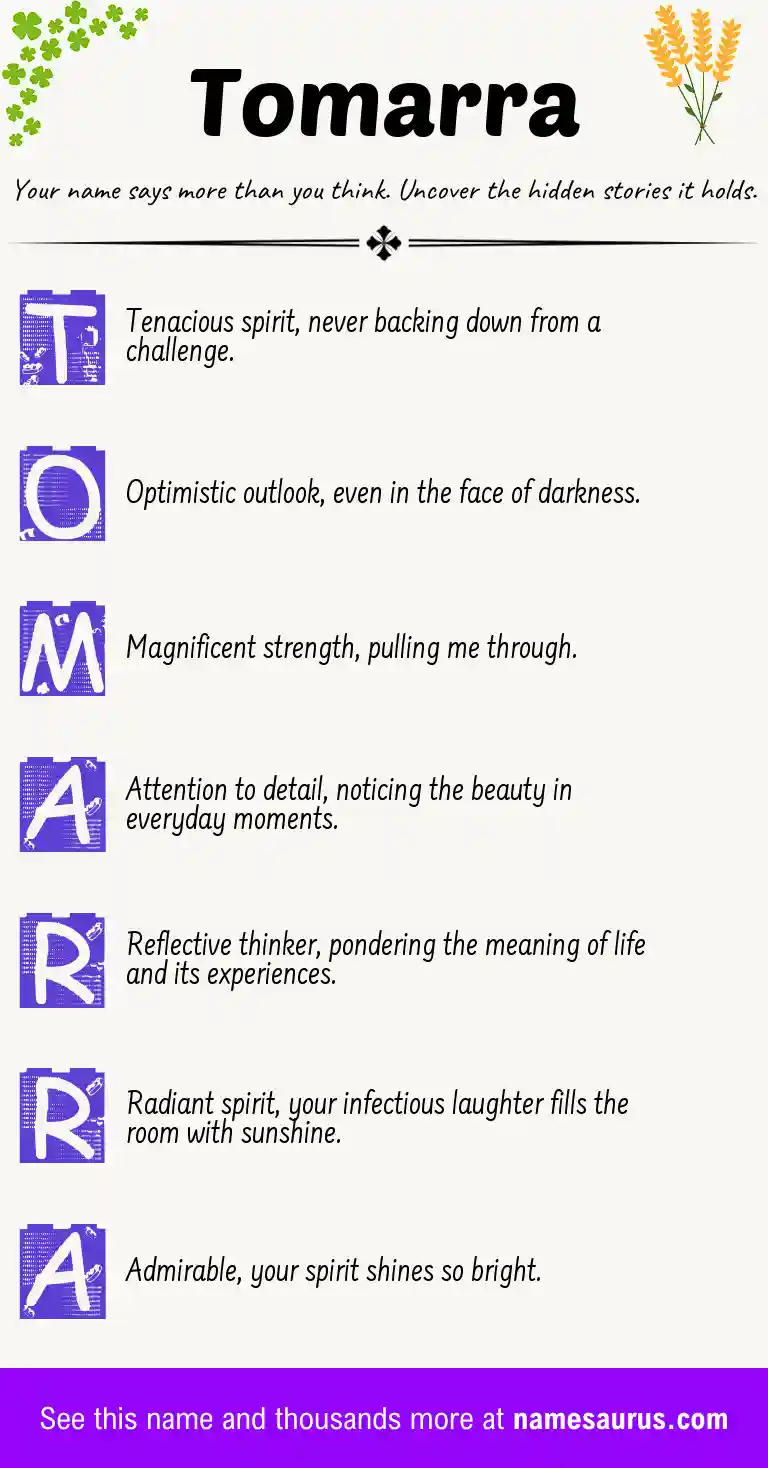 Acrostic poem about Tomarra.