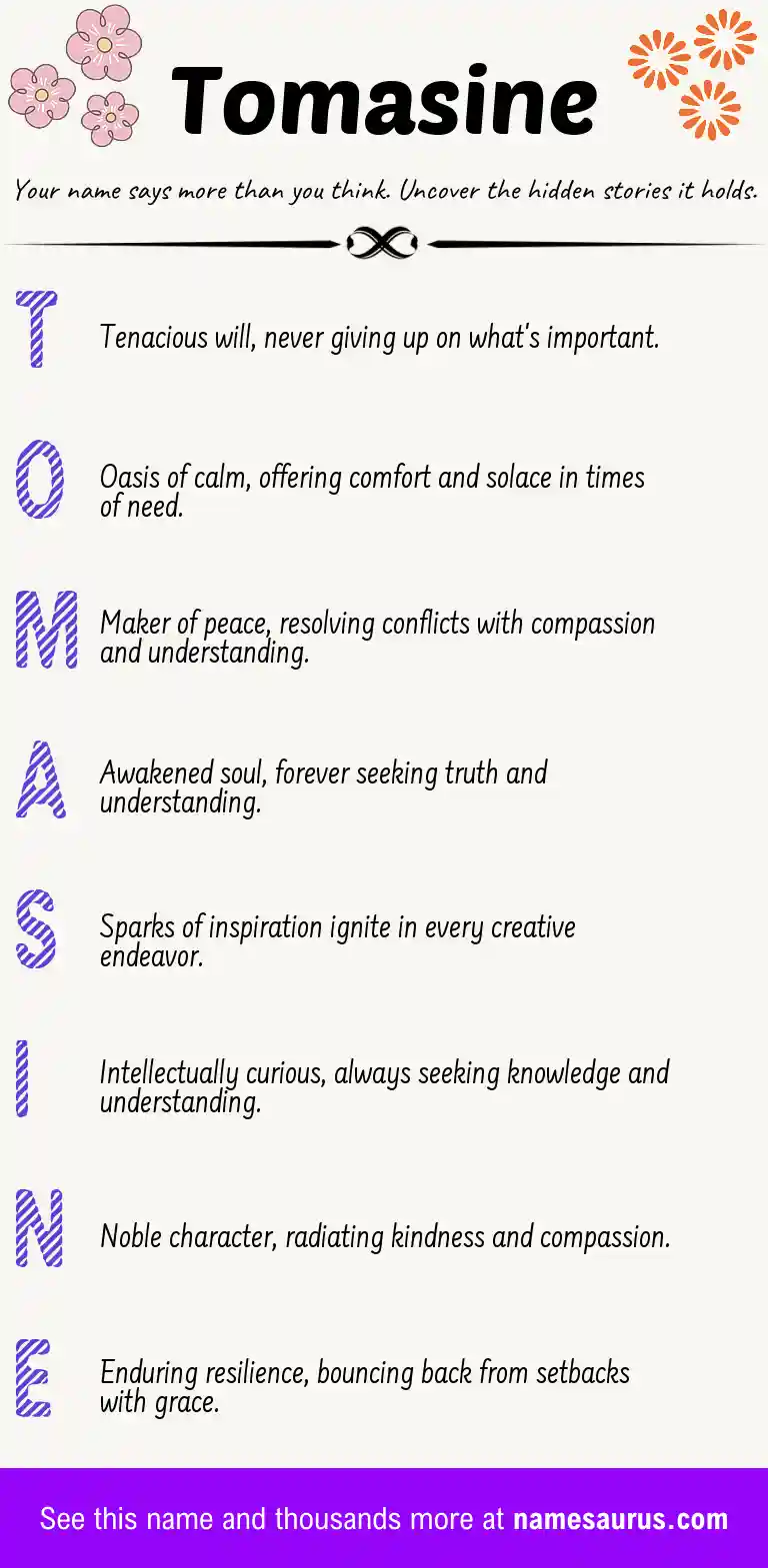 Acrostic poem about Tomasine.