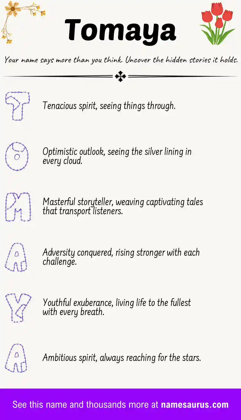 Acrostic poem about Tomaya.