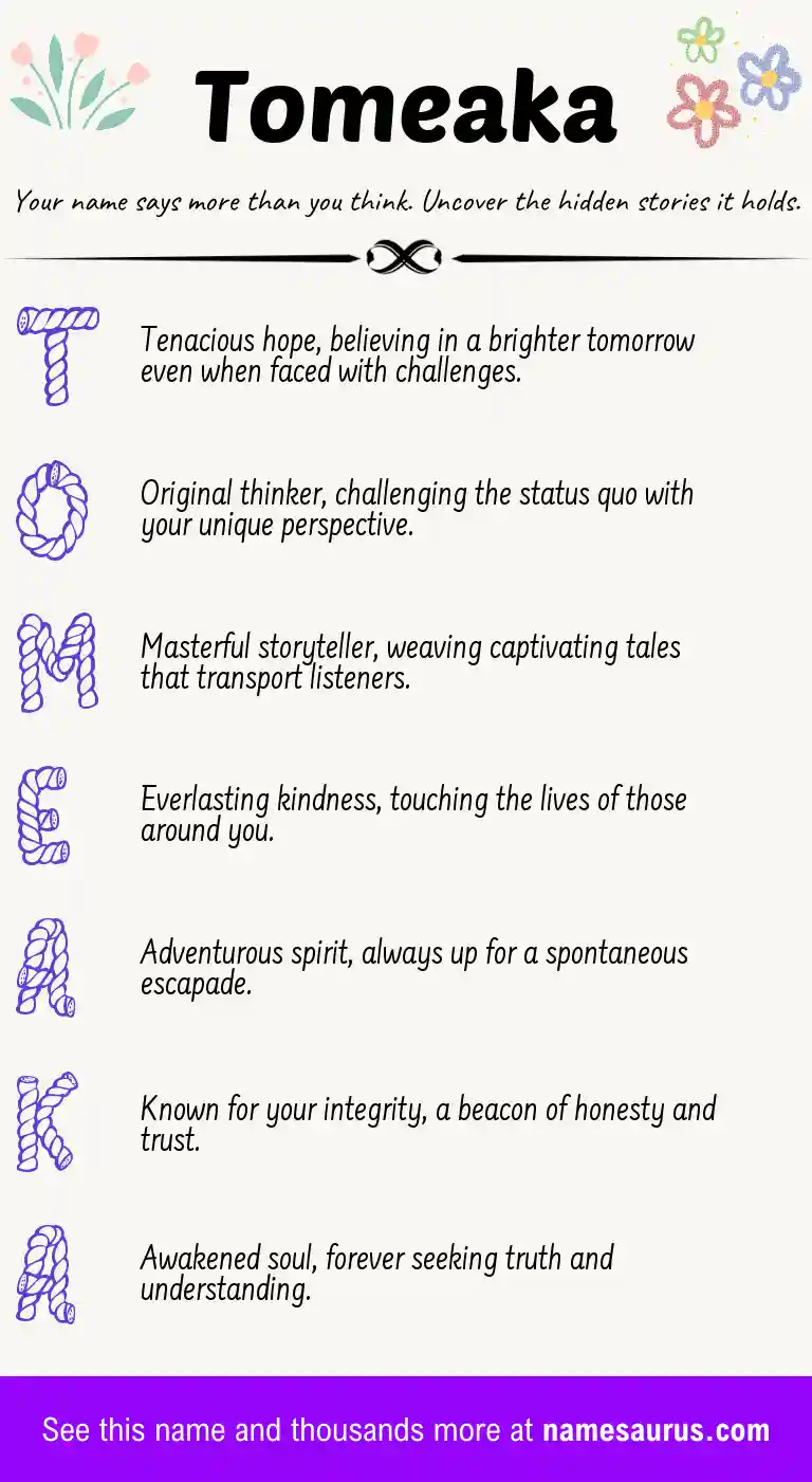 Acrostic poem about Tomeaka.