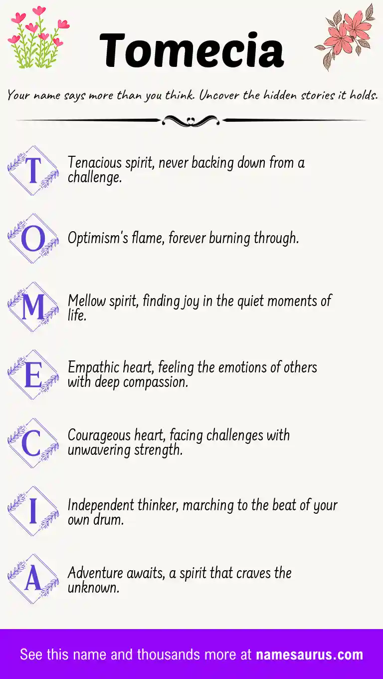 Acrostic poem about Tomecia.