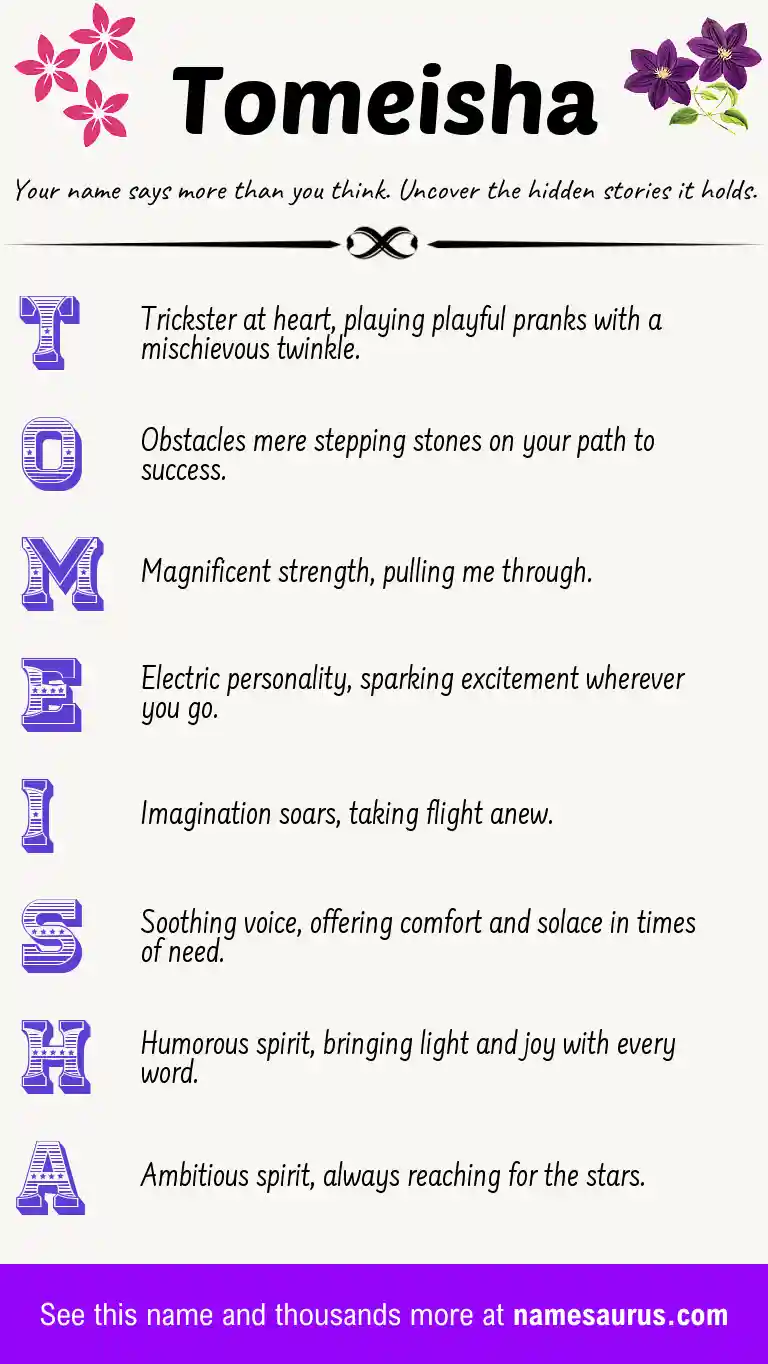 Acrostic poem about Tomeisha.