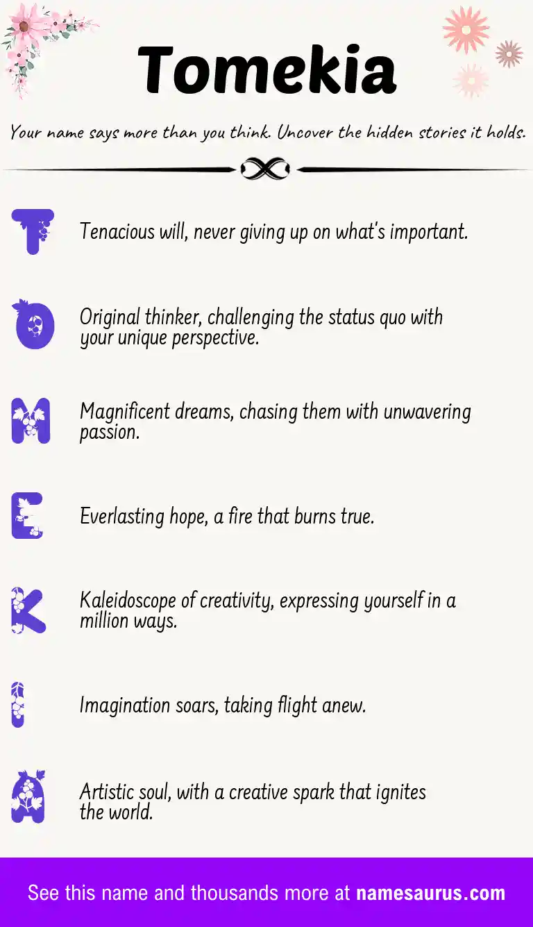 Acrostic poem about Tomekia.