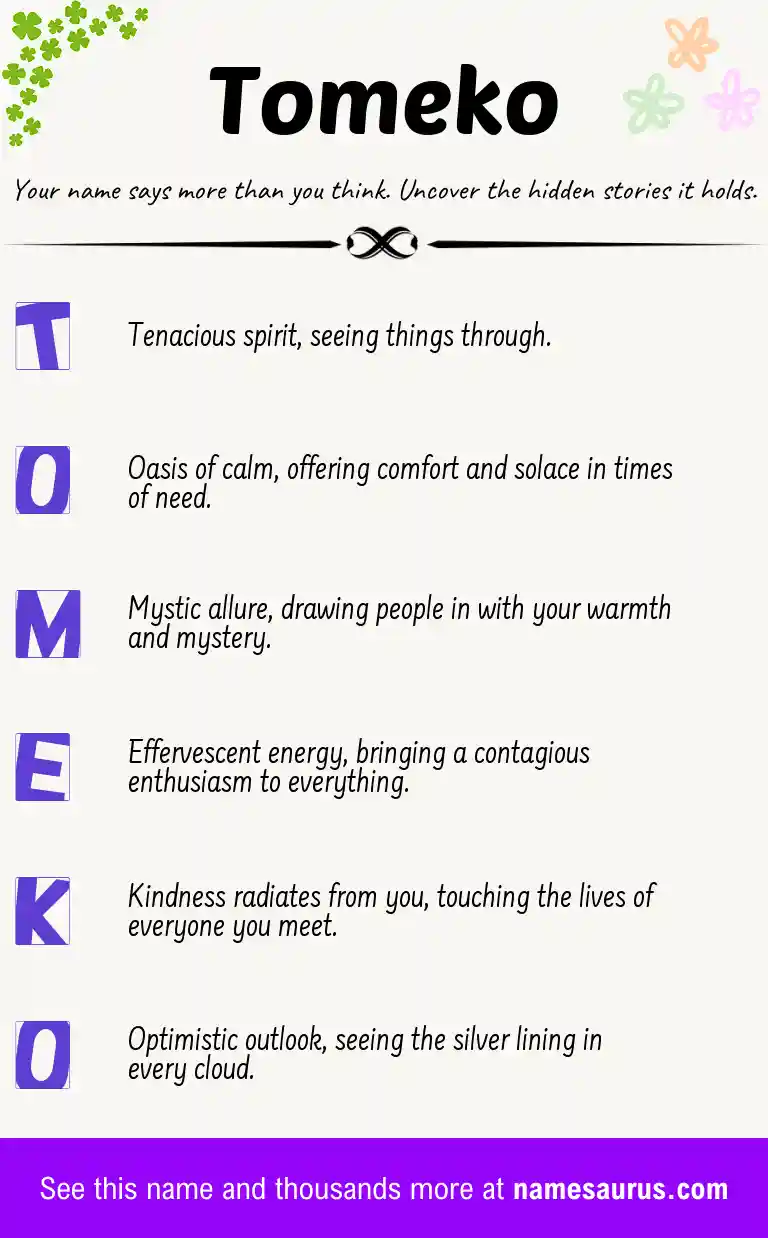 Acrostic poem about Tomeko.
