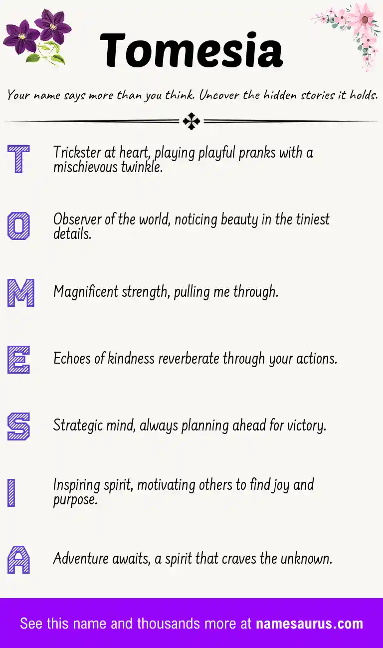 Acrostic poem about Tomesia.