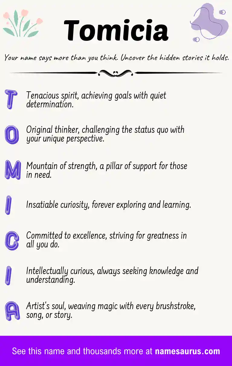 Acrostic poem about Tomicia.