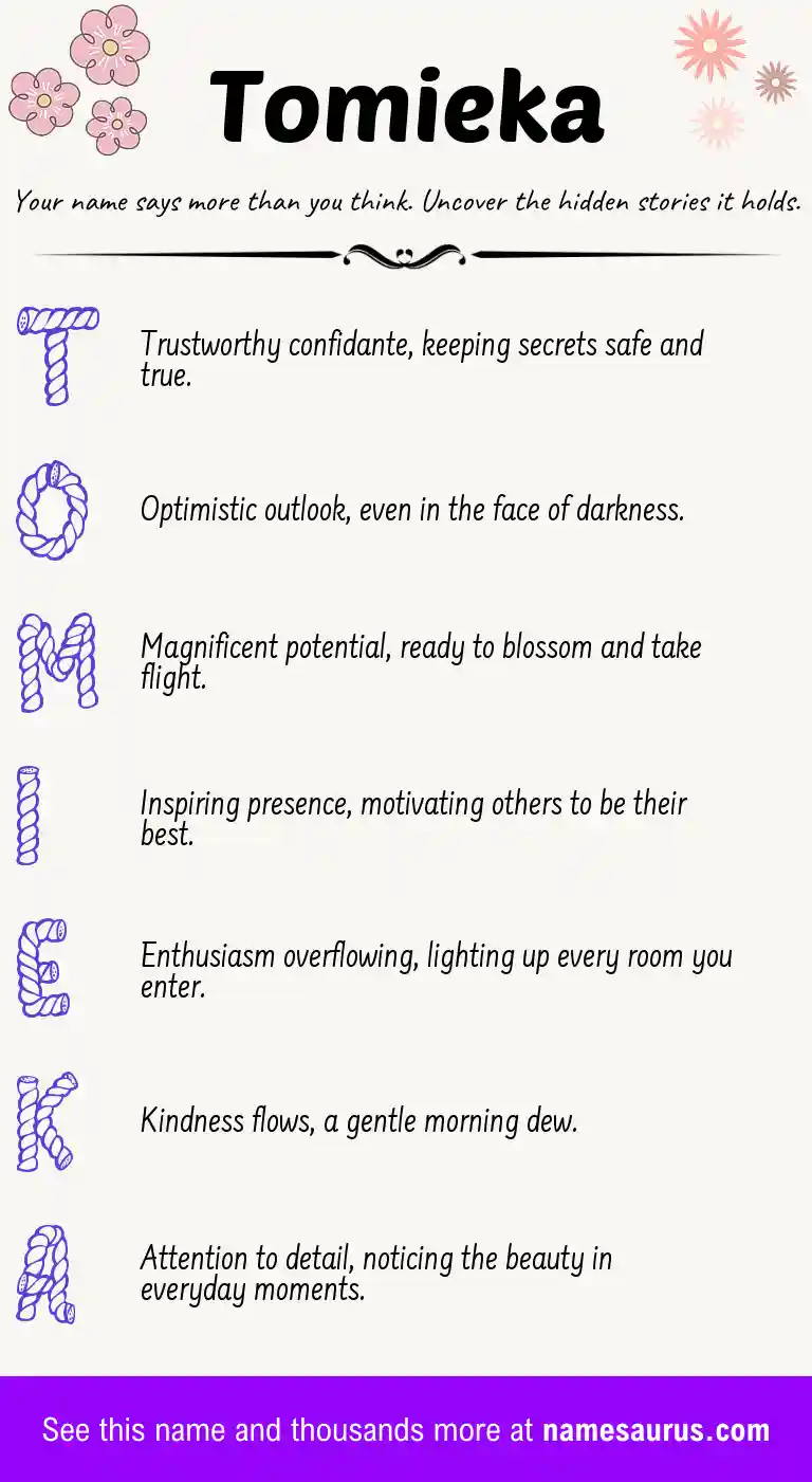 Acrostic poem about Tomieka.