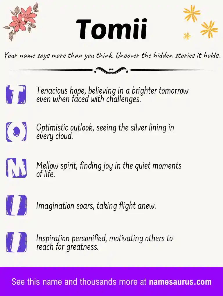 Acrostic poem about Tomii.