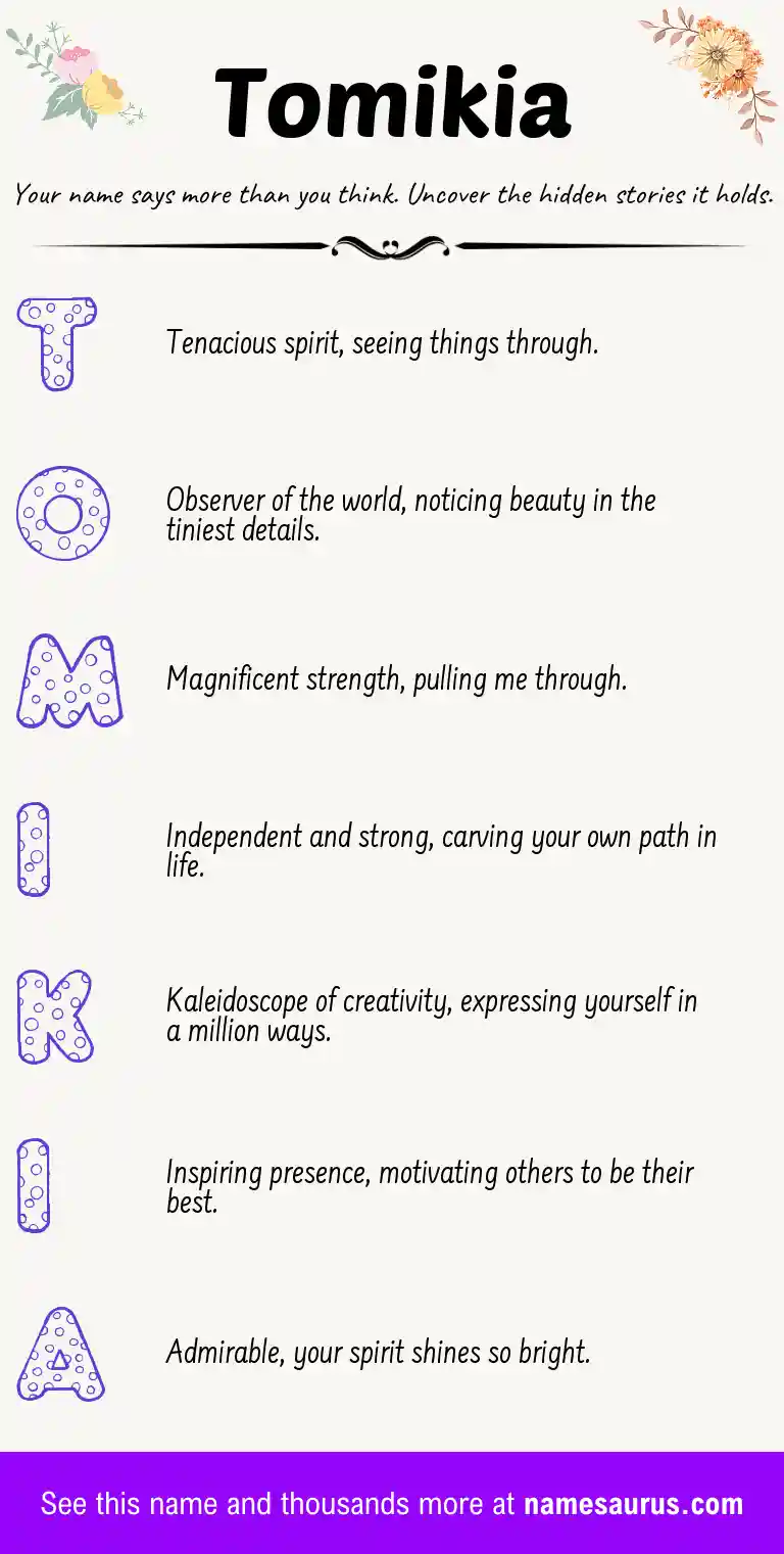Acrostic poem about Tomikia.