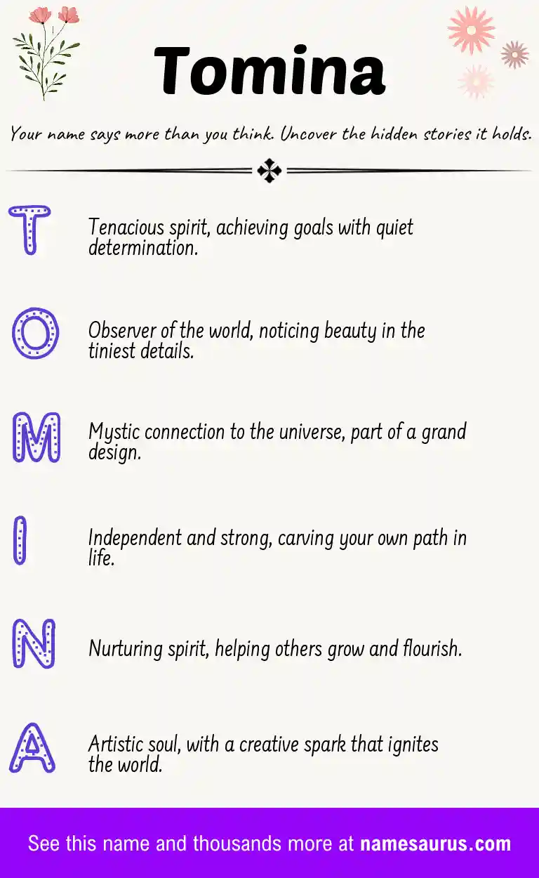 Acrostic poem about Tomina.