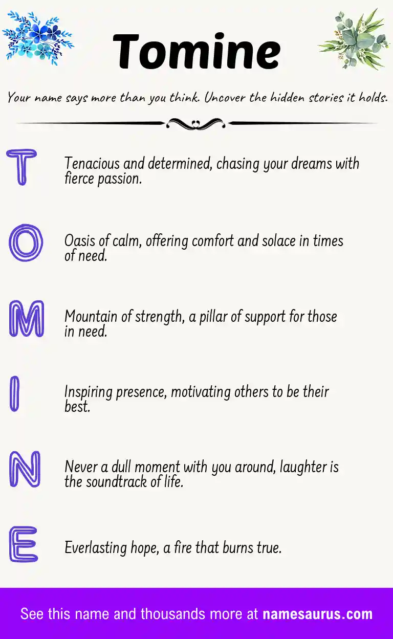 Acrostic poem about Tomine.