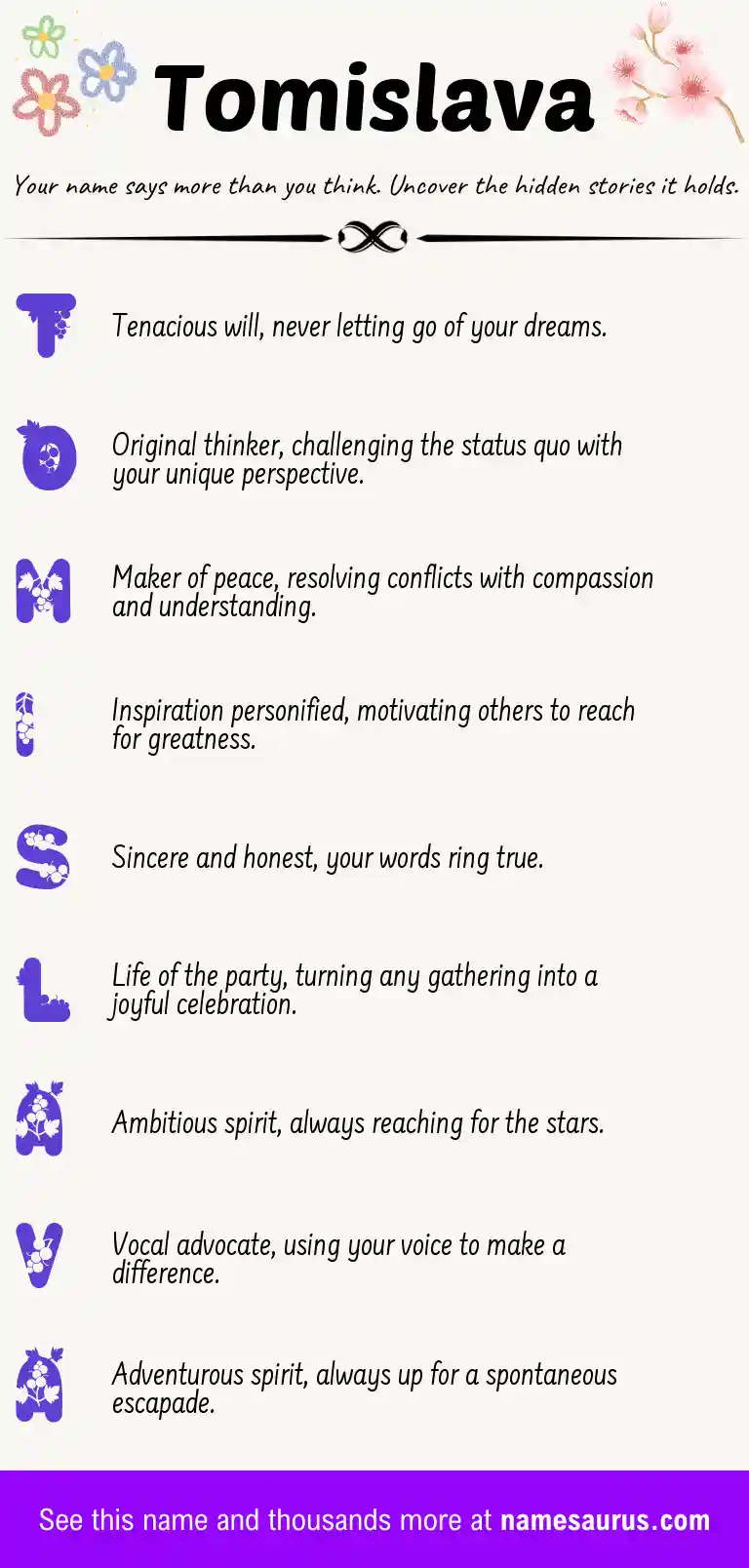 Acrostic poem about Tomislava.