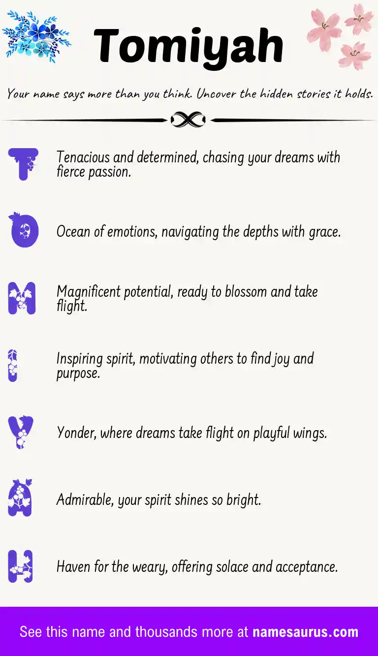 Acrostic poem about Tomiyah.