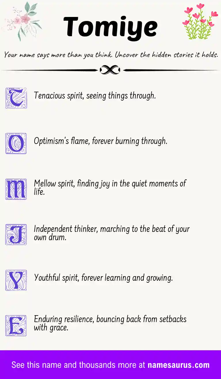 Acrostic poem about Tomiye.