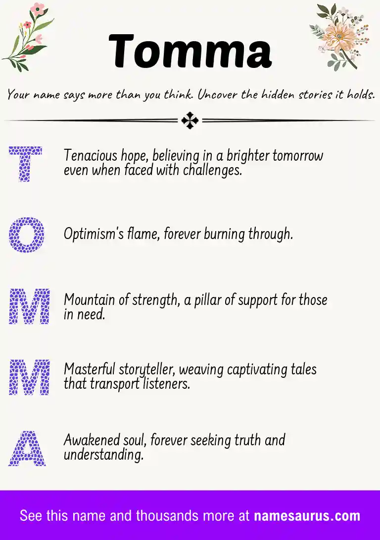 Acrostic poem about Tomma.