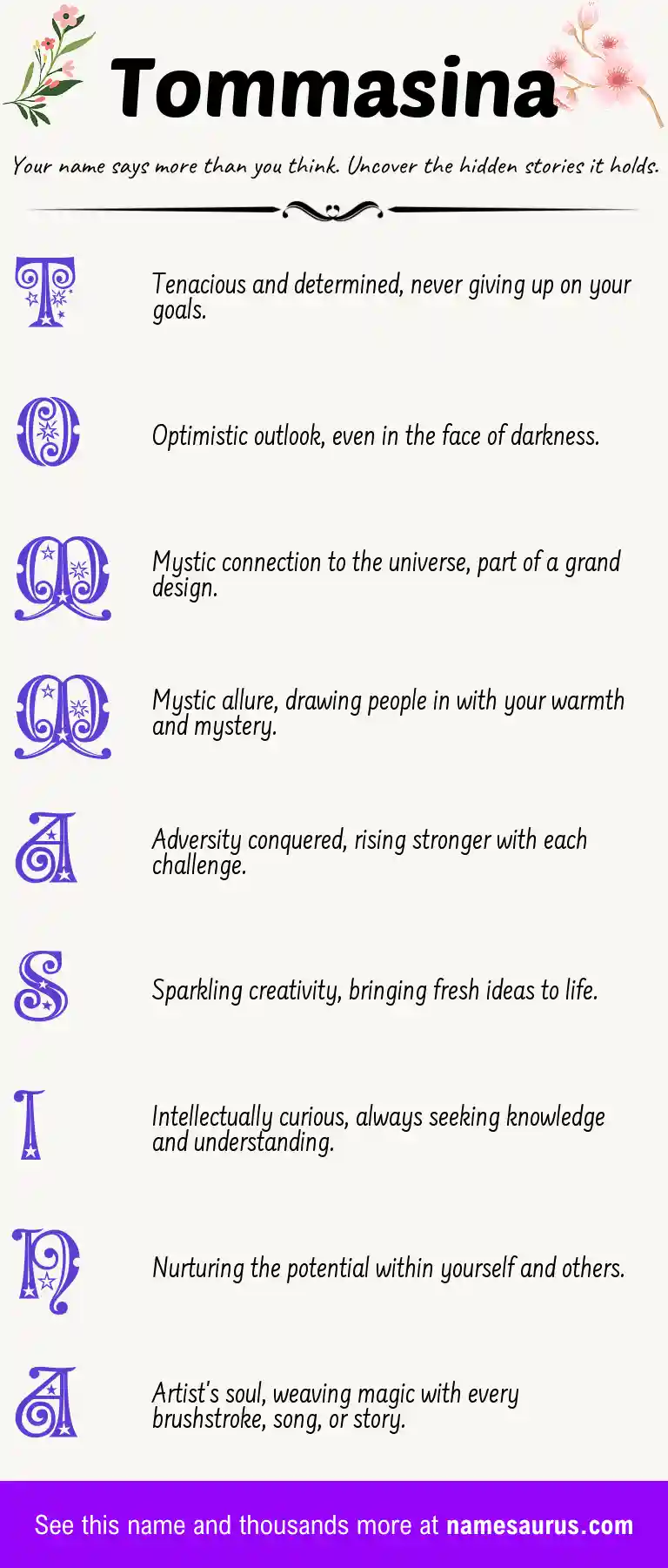 Acrostic poem about Tommasina.