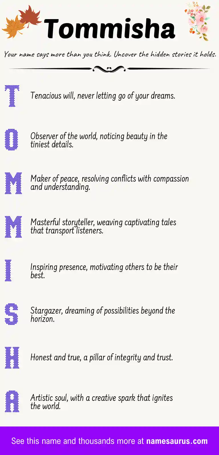 Acrostic poem about Tommisha.