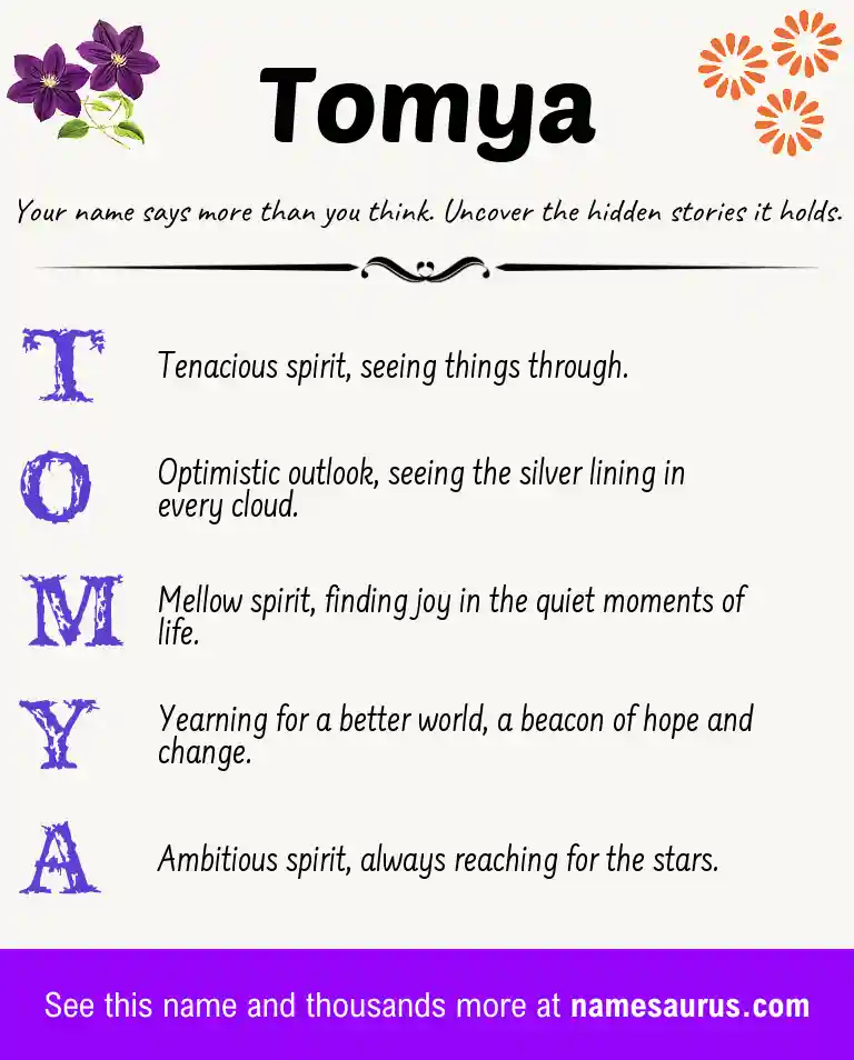 Acrostic poem about Tomya.