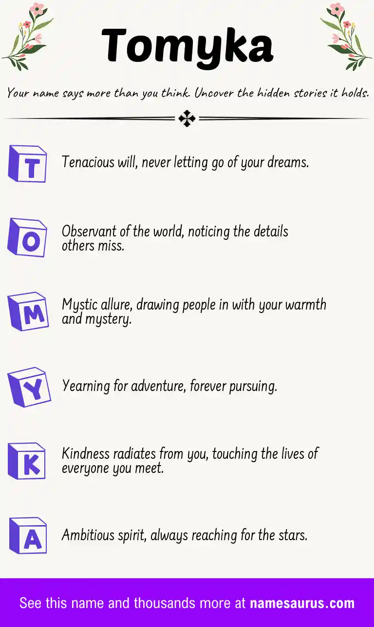 Acrostic poem about Tomyka.