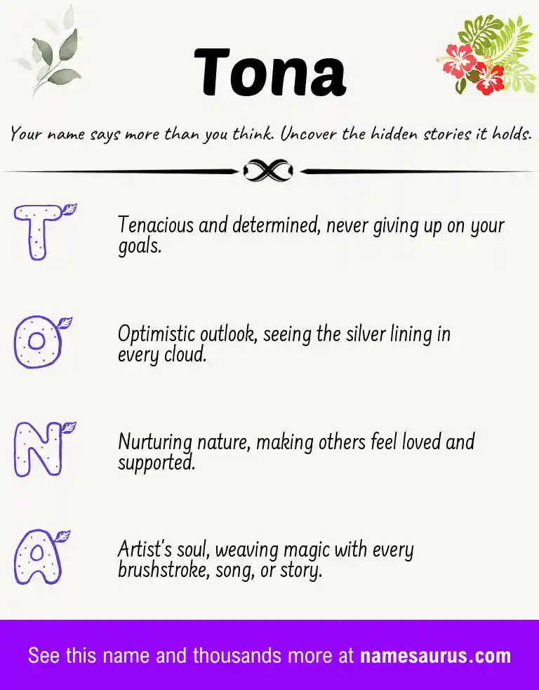 Acrostic poem about Tona.
