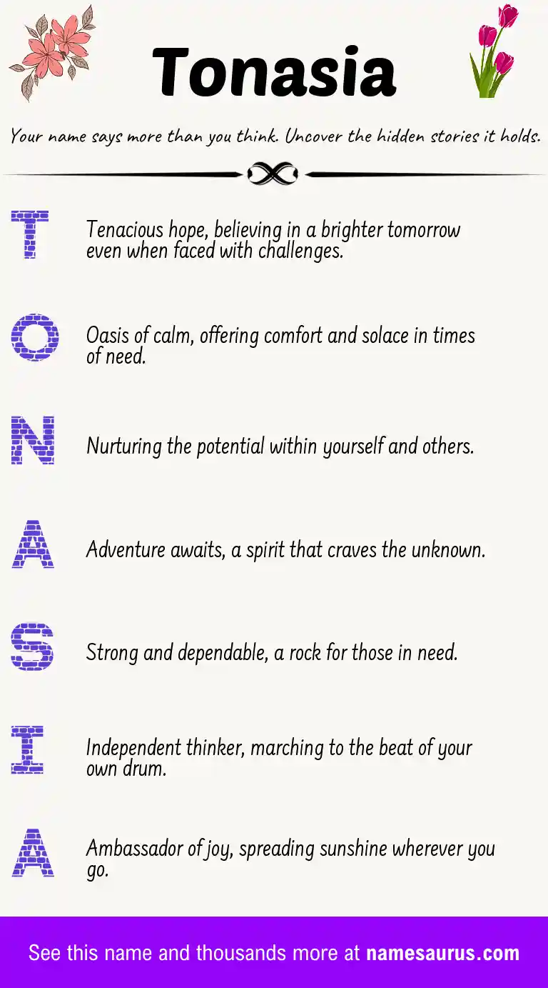 Acrostic poem about Tonasia.