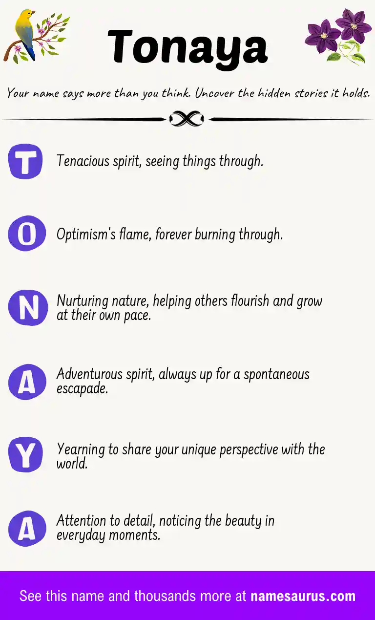 Acrostic poem about Tonaya.
