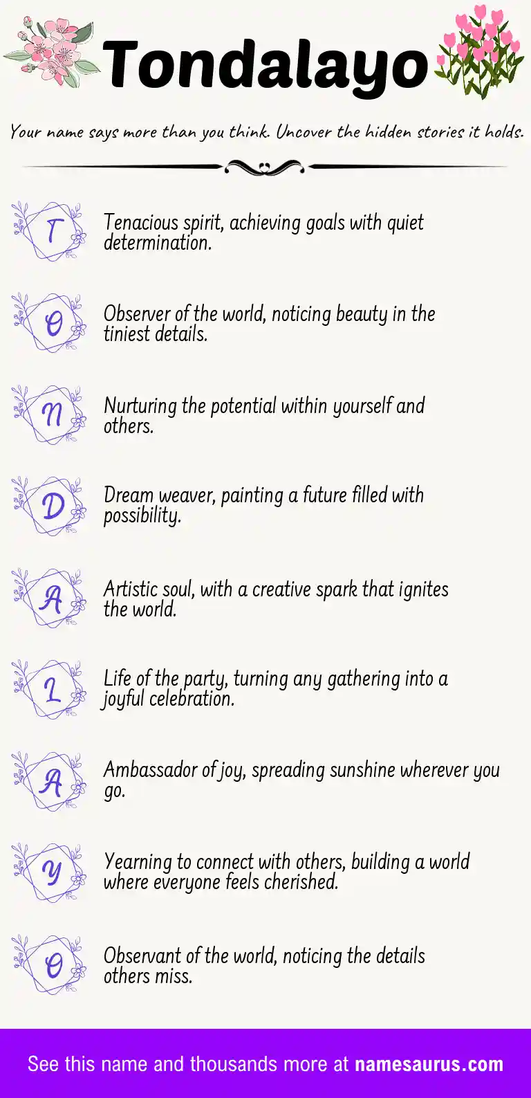Acrostic poem about Tondalayo.