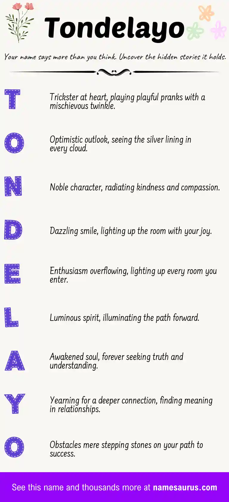 Acrostic poem about Tondelayo.