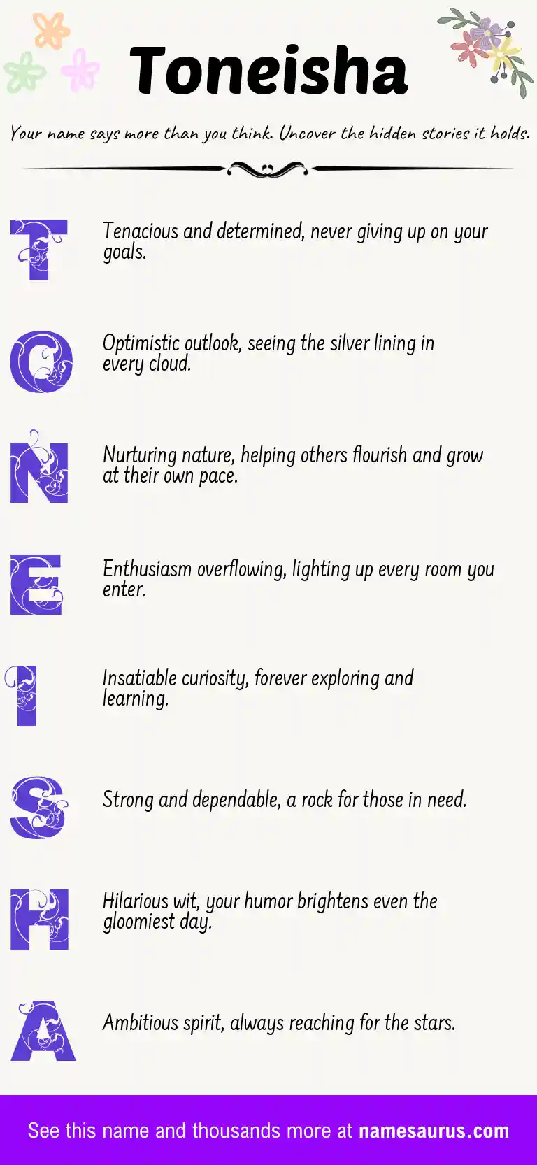 Acrostic poem about Toneisha.
