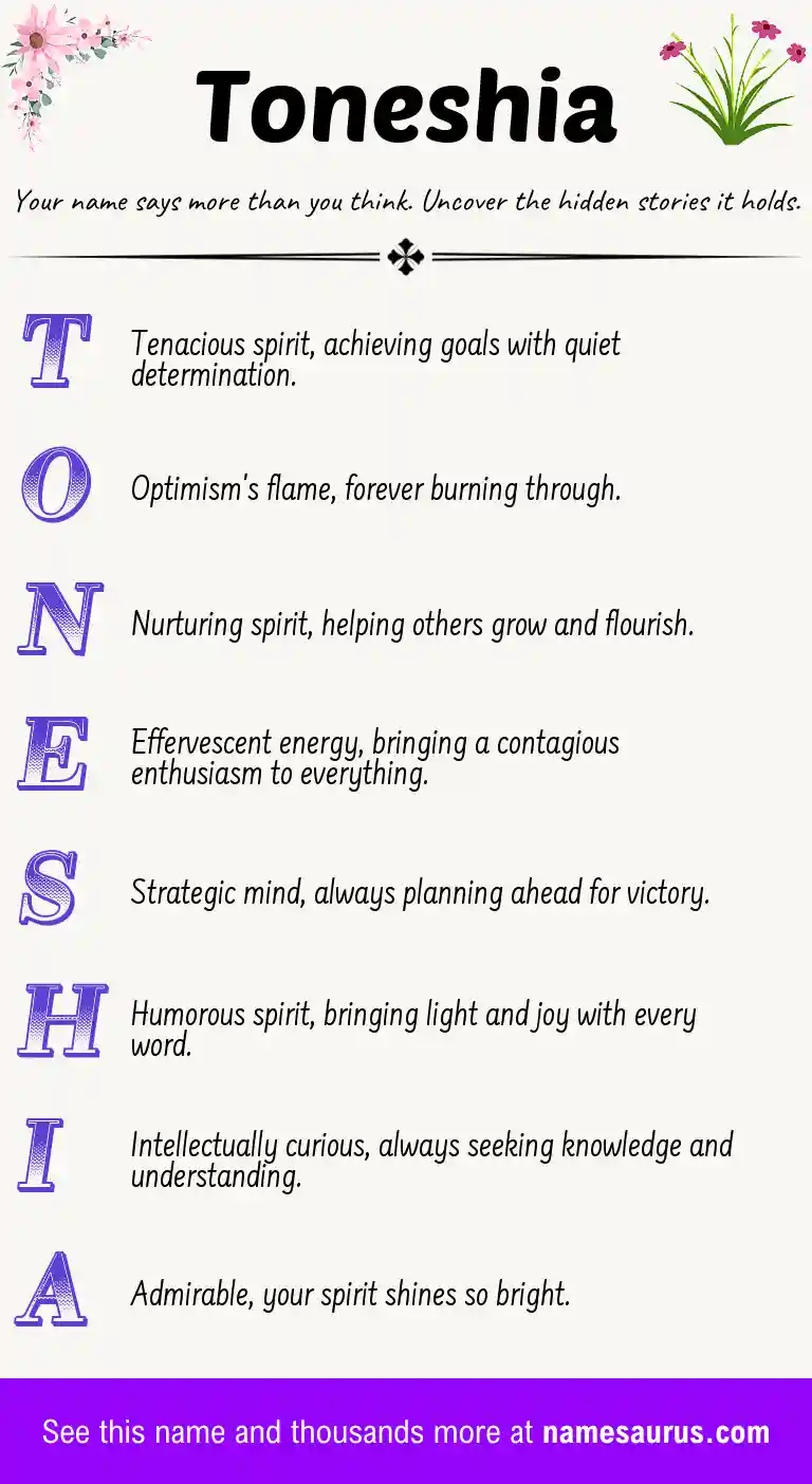 Acrostic poem about Toneshia.