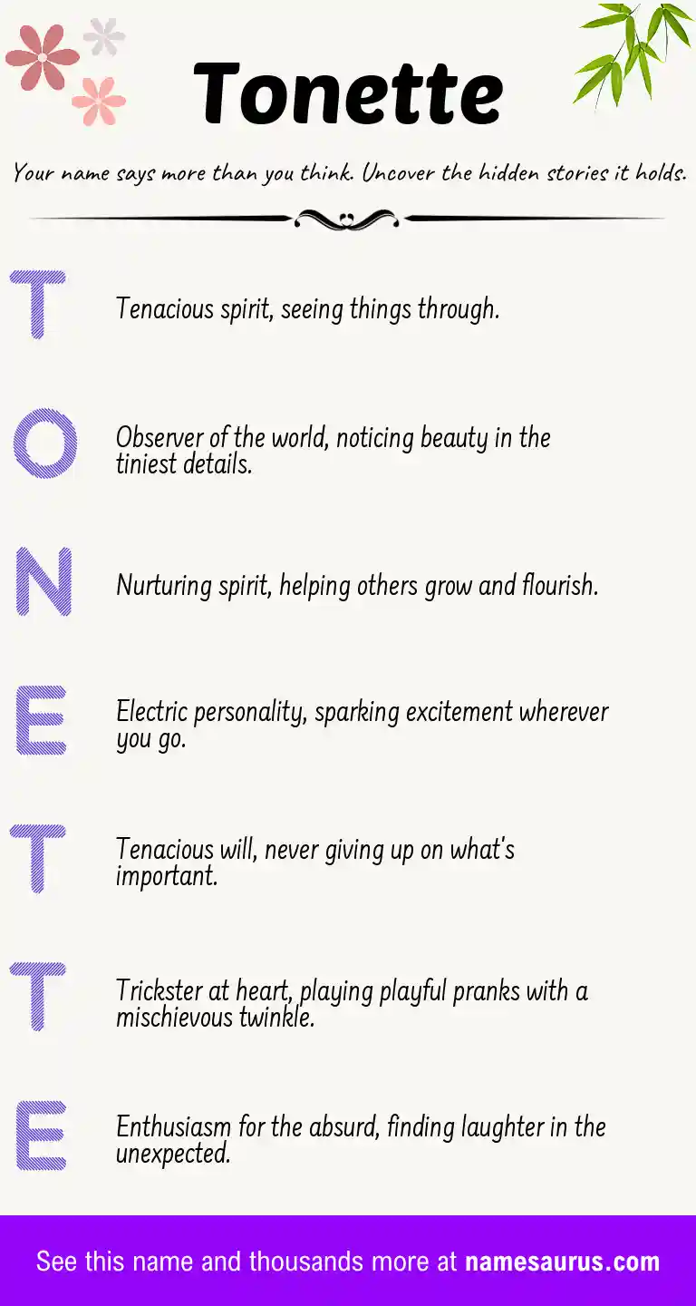 Acrostic poem about Tonette.