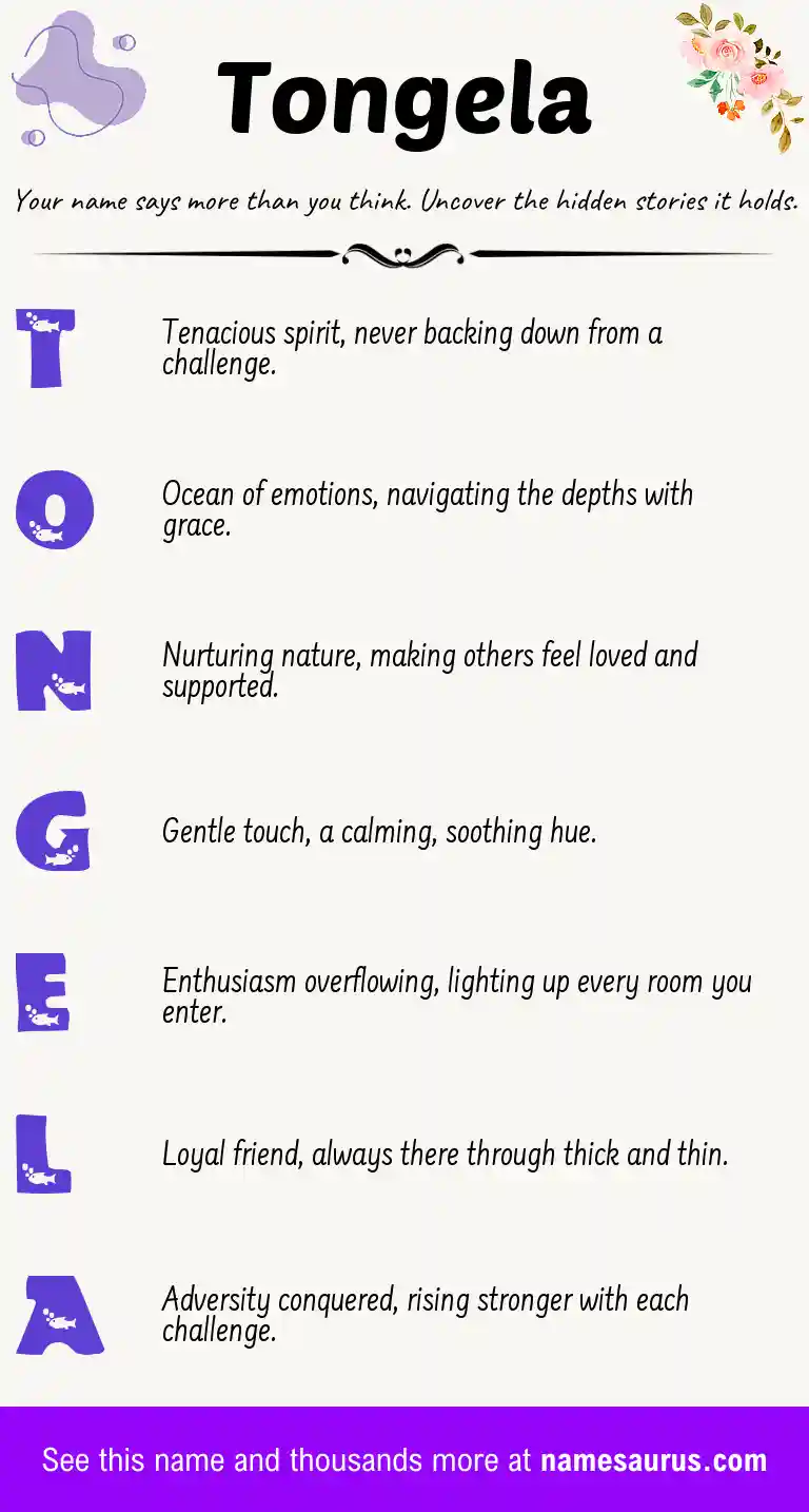 Acrostic poem about Tongela.