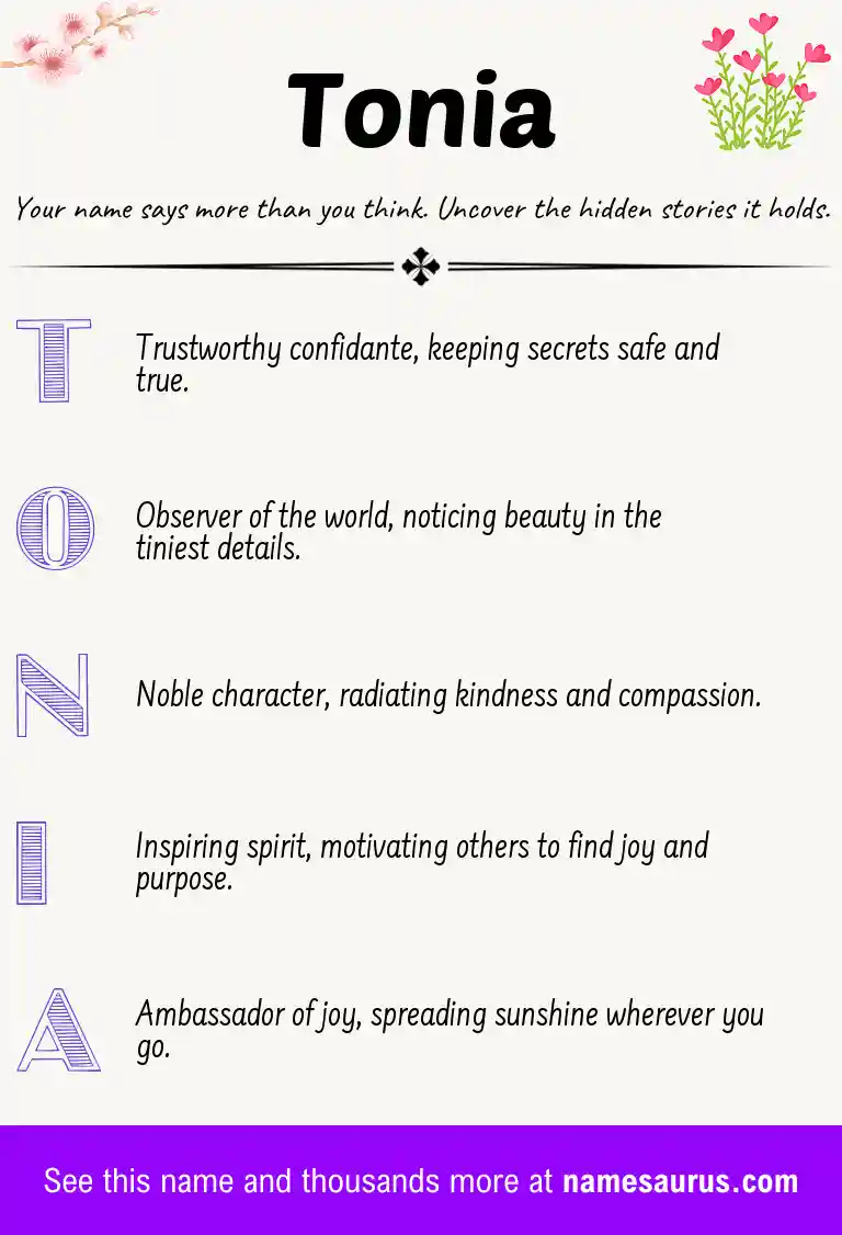 Acrostic poem about Tonia.