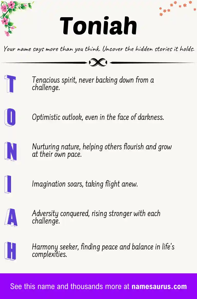 Acrostic poem about Toniah.