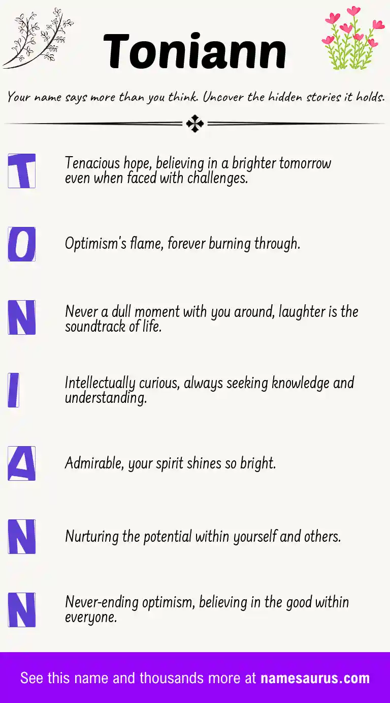 Acrostic poem about Toniann.