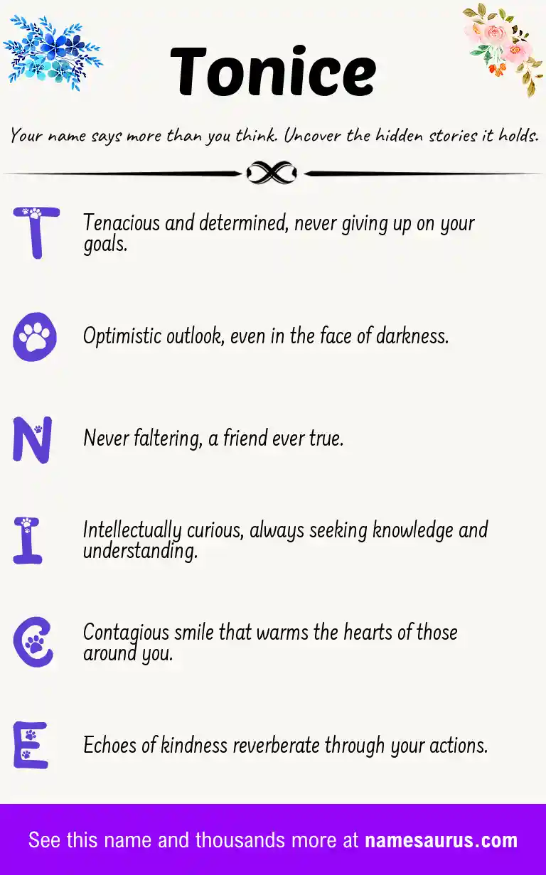 Acrostic poem about Tonice.