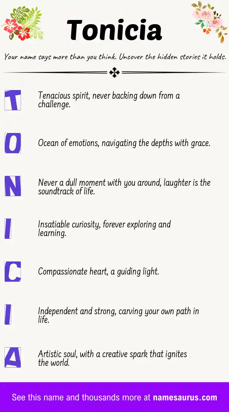 Acrostic poem about Tonicia.