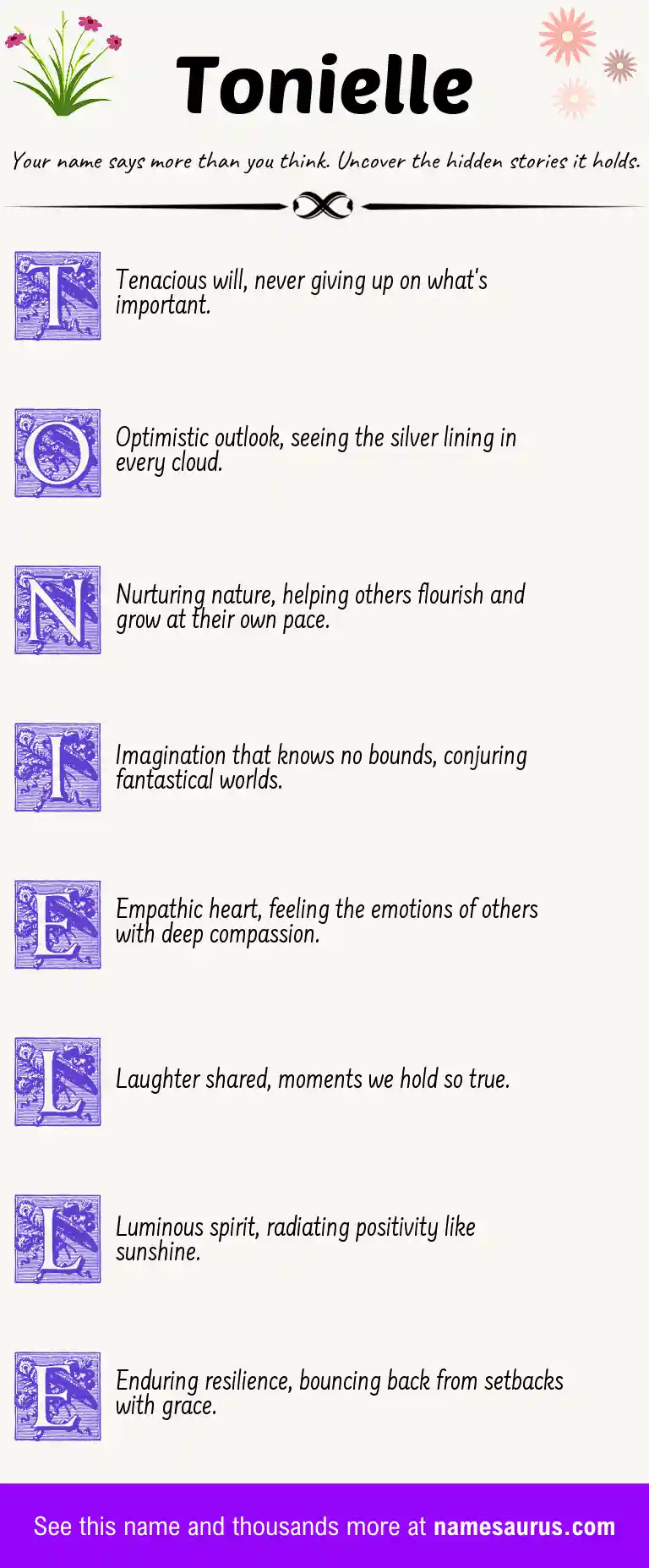 Acrostic poem about Tonielle.