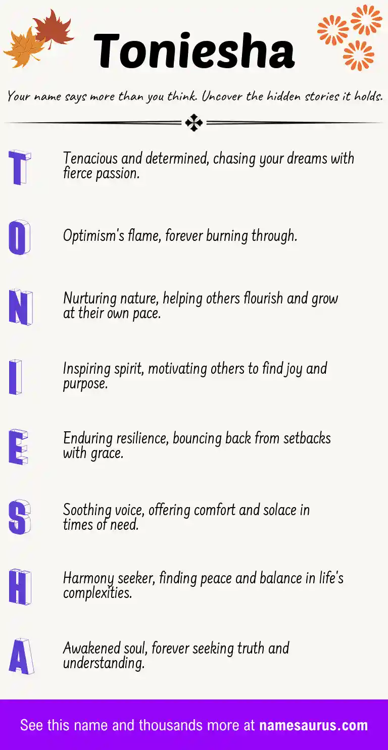 Acrostic poem about Toniesha.