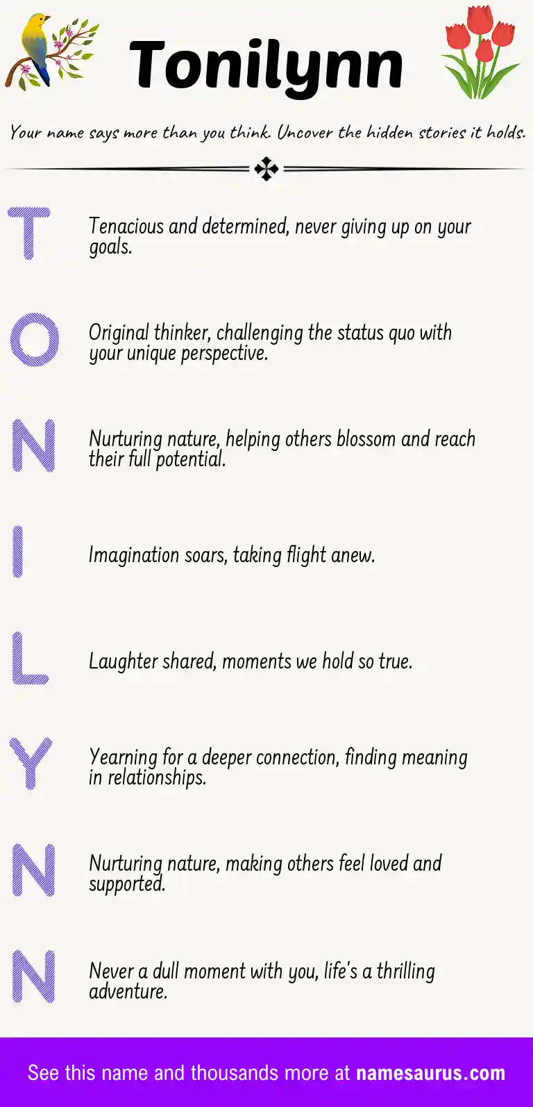 Acrostic poem about Tonilynn.