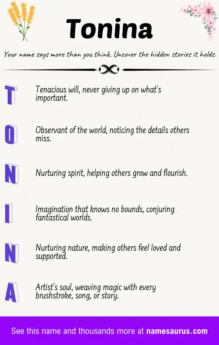 Acrostic poem about Tonina.