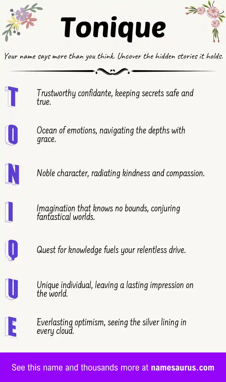 Acrostic poem about Tonique.