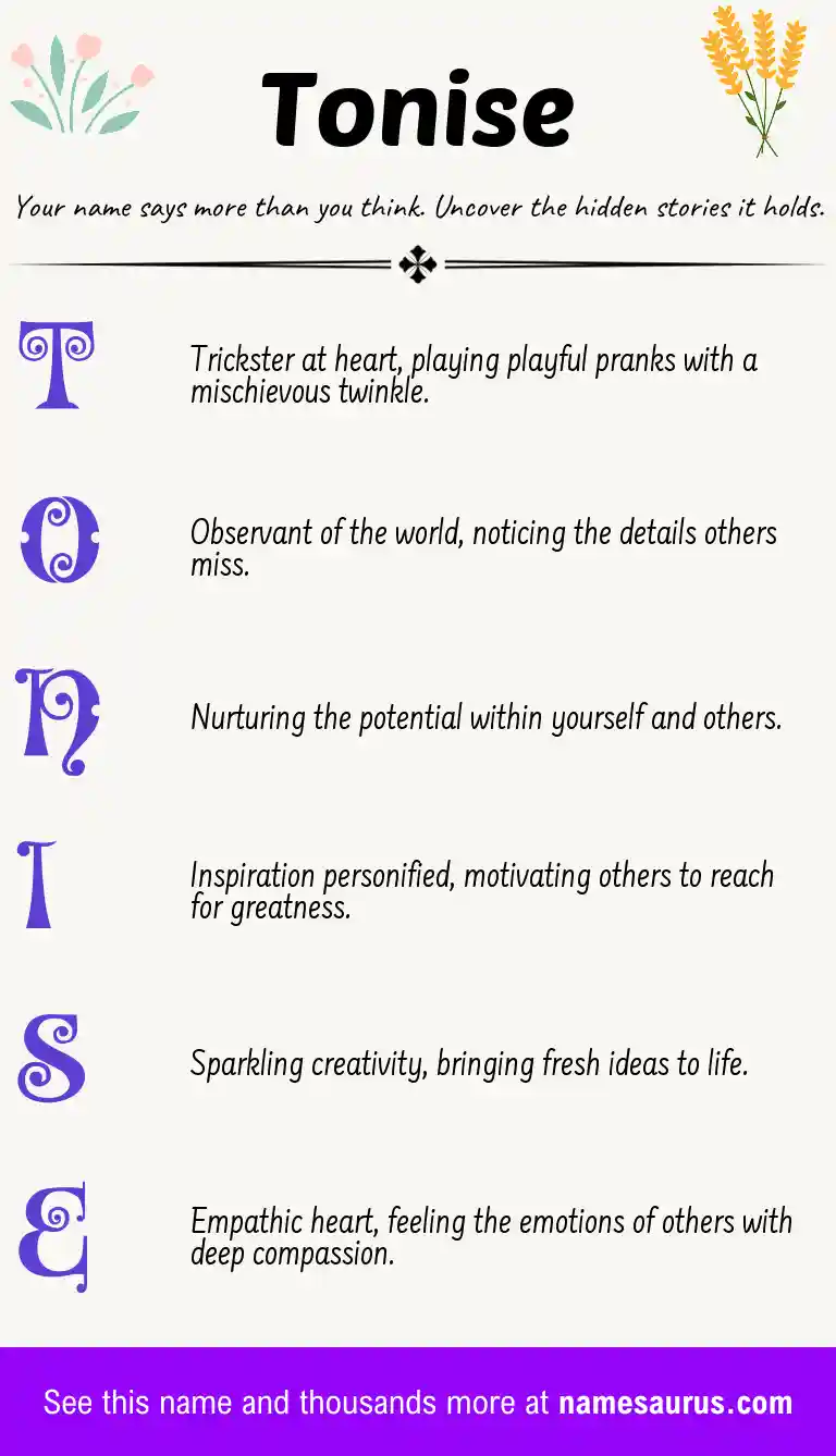 Acrostic poem about Tonise.