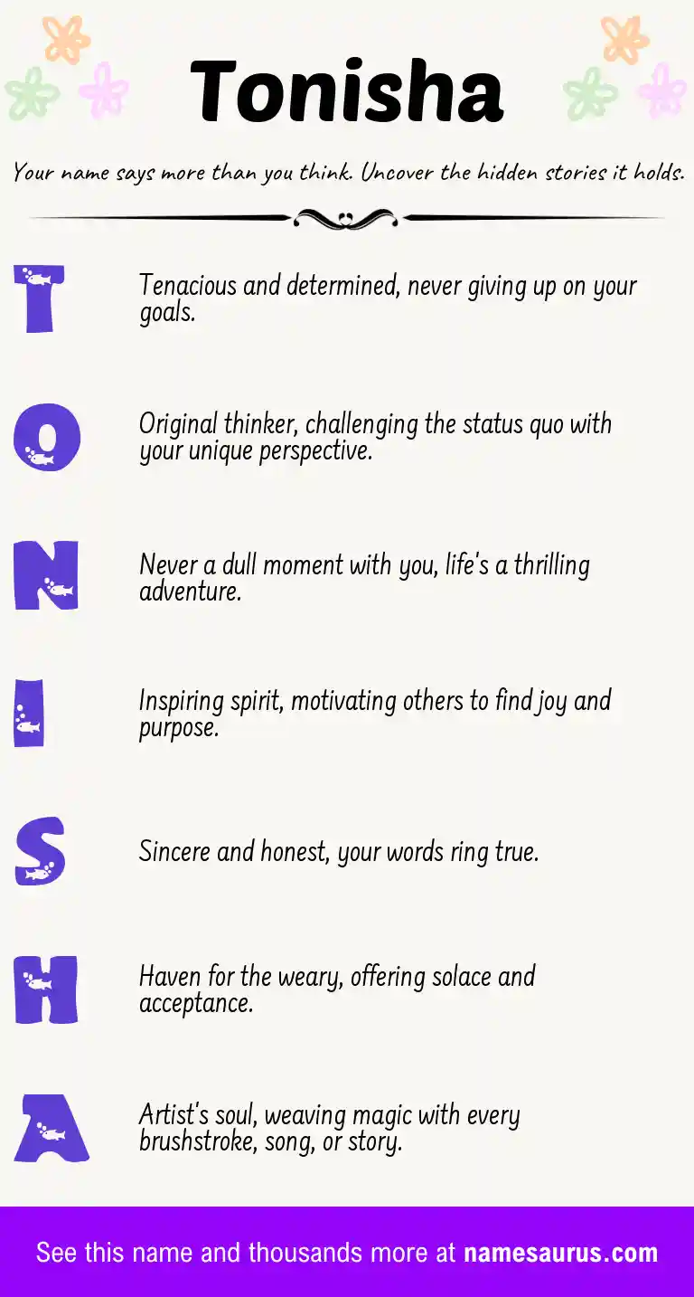 Acrostic poem about Tonisha.