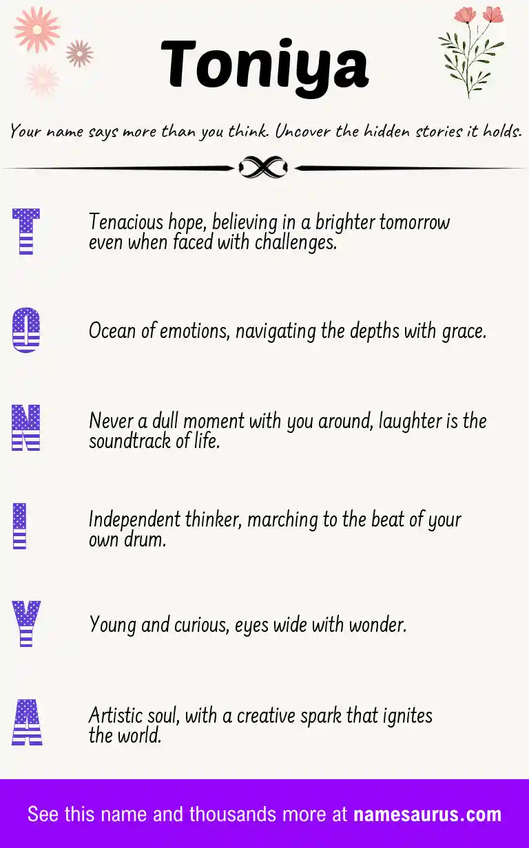 Acrostic poem about Toniya.