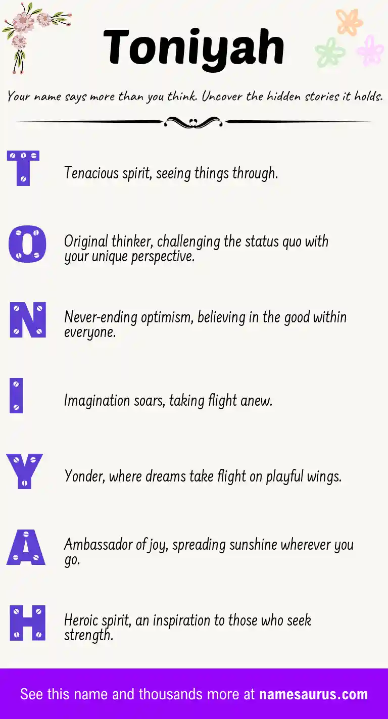 Acrostic poem about Toniyah.