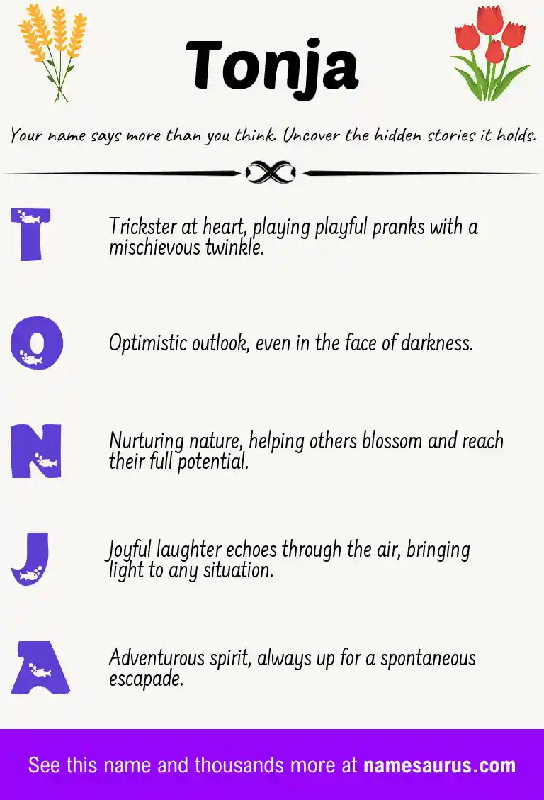 Acrostic poem about Tonja.