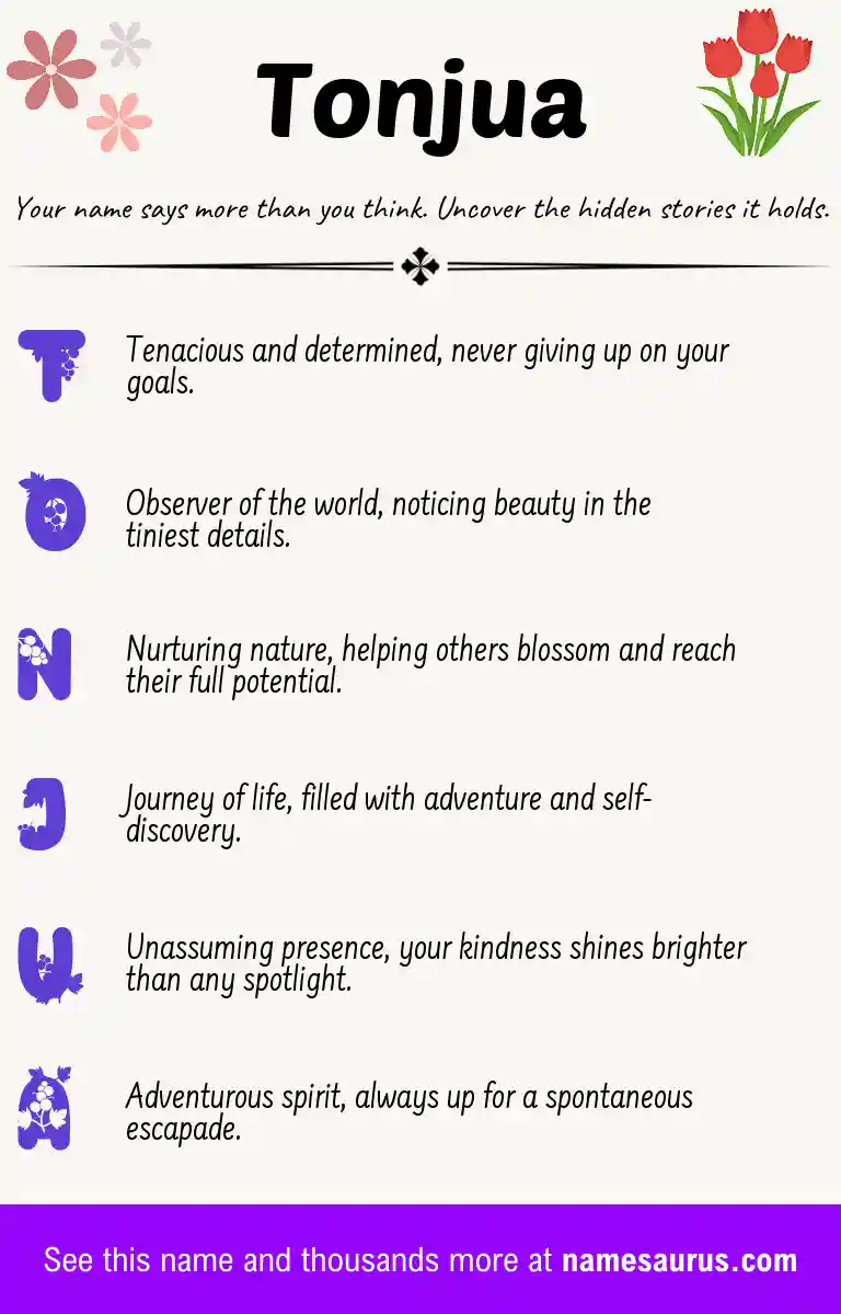 Acrostic poem about Tonjua.