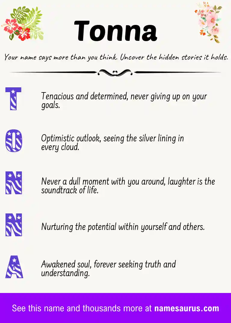 Acrostic poem about Tonna.